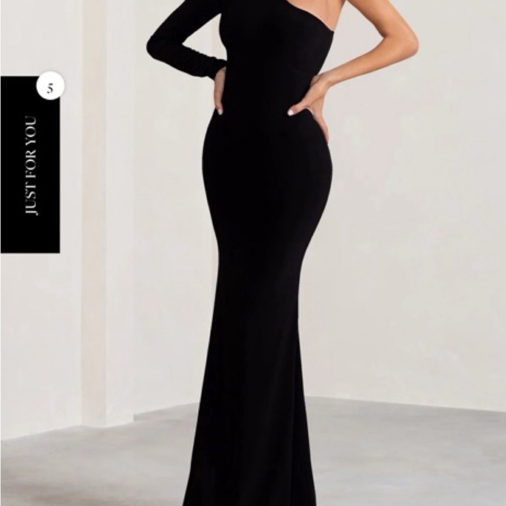 Club L London Elegant Black One-Shoulder Dress
